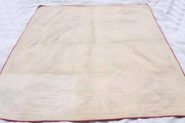 photo of 1930s vintage hand-stitched quilt, lovely old cotton fabric patchwork blocks #3