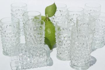 catalog photo of 1930s vintage hobnail glass juice tumblers or liqueur glasses set, crystal clear Anchor Hocking