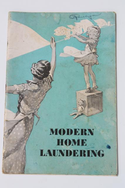 photo of 1930s vintage homekeeping booklet Modern Home Laundering, wash day collectible w/ laundry helps #1