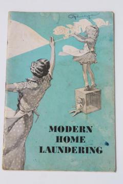 catalog photo of 1930s vintage homekeeping booklet Modern Home Laundering, wash day collectible w/ laundry helps