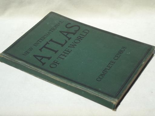 photo of 1930s vintage international atlas, photos & 68 pages of world maps in color #1