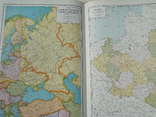 photo of 1930s vintage international atlas, photos & 68 pages of world maps in color #2
