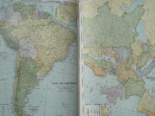 photo of 1930s vintage international atlas, photos & 68 pages of world maps in color #10