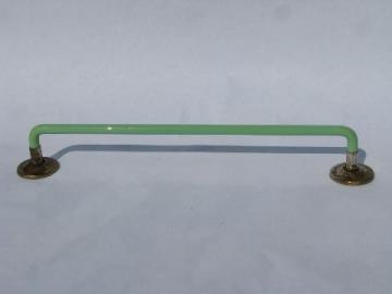 catalog photo of 1930s vintage jadite green glass towel bar rod for powder room or kitchen sink