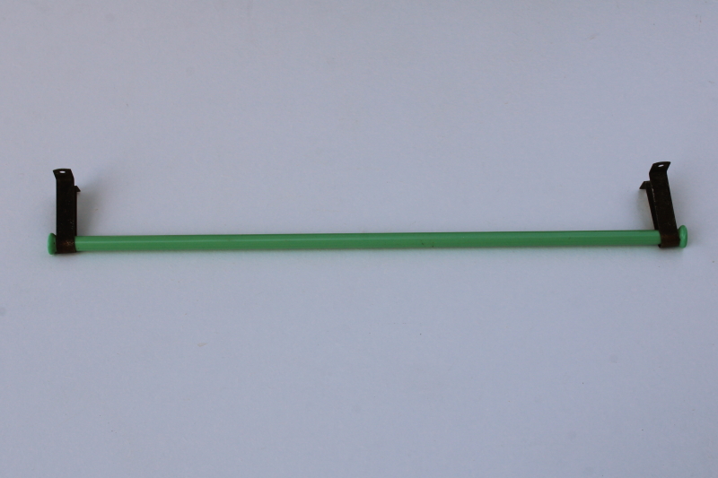 photo of 1930s vintage jadite green glass towel bar, wall mount rod for art deco kitchen or bath #1