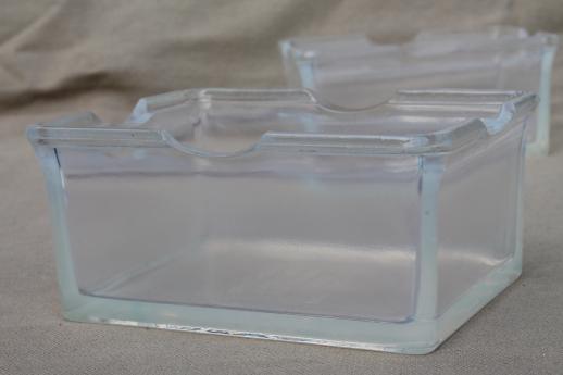 photo of 1930s vintage kitchen glass refrigerator boxes, clambroth depression glass #6