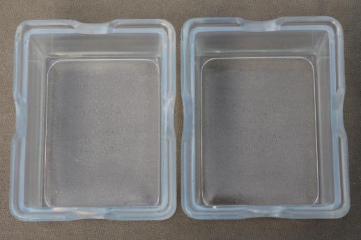 photo of 1930s vintage kitchen glass refrigerator boxes, clambroth depression glass #7