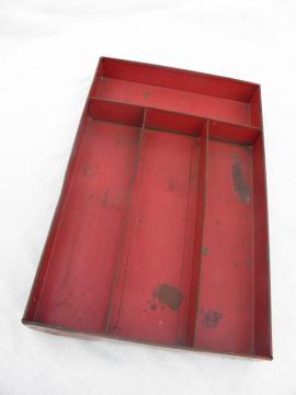 catalog photo of 1930s vintage metal drawer tray / flatware box for knives, kitchen utensils