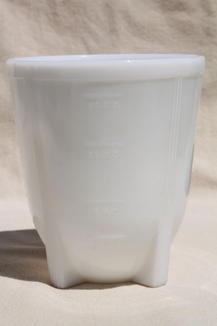 photo of 1930s vintage milk glass egg beater jar, streamlined shape art deco depression glass #2