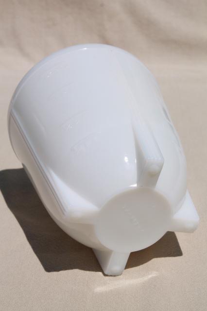 photo of 1930s vintage milk glass egg beater jar, streamlined shape art deco depression glass #4