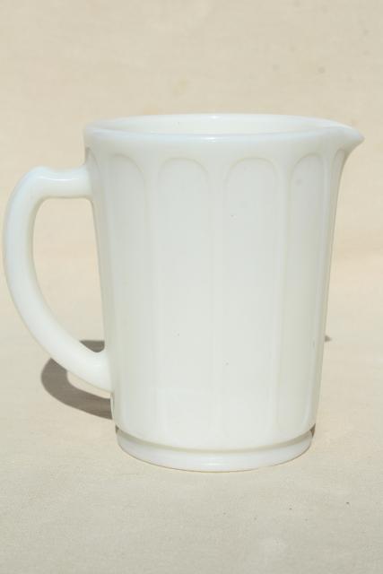 photo of 1930s vintage milk glass pitcher, Hazel Atlas ribbon pattern depression glass #4