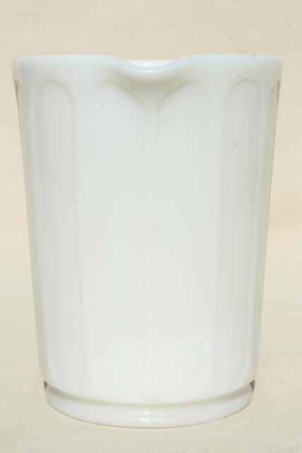 photo of 1930s vintage milk glass pitcher, Hazel Atlas ribbon pattern depression glass #5