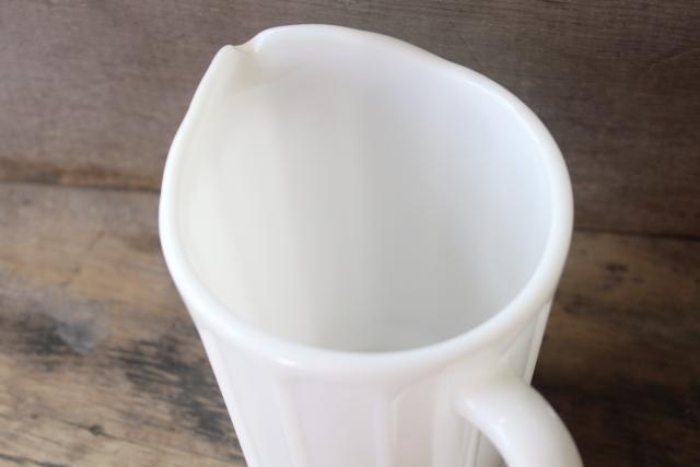 photo of 1930s vintage milk glass pitcher, Hazel Atlas ribbon pattern depression glass #3