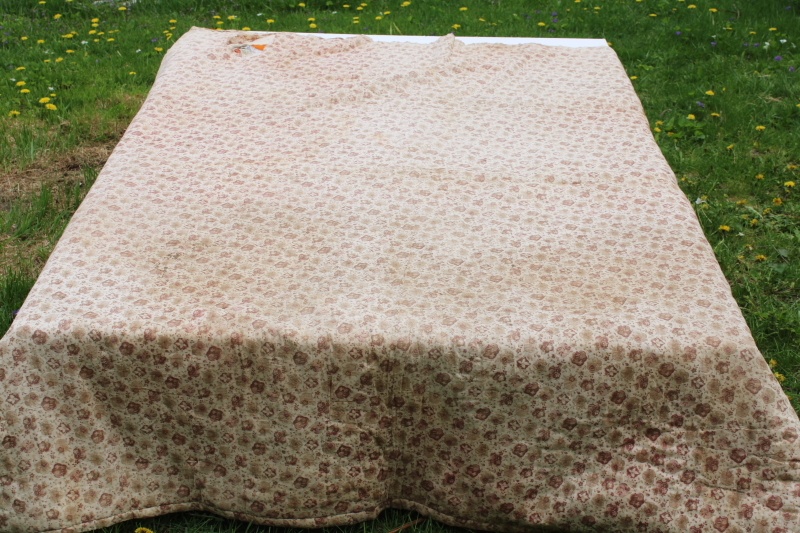 photo of 1930s vintage patchwork quilt, flower basket pieced prints cotton fabric feed sacks on orange  #5