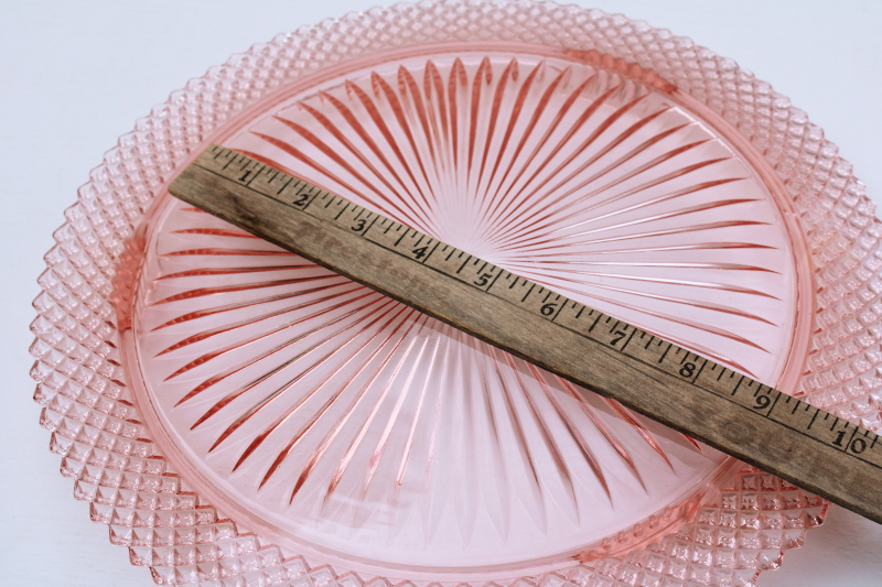 photo of 1930s vintage pink depression glass cake plate, Miss America Anchor Hocking glassware #6