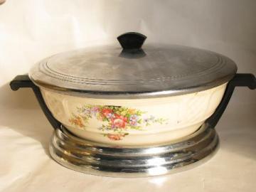 catalog photo of 1930s vintage pottery bowl & deco stand w/ seal from Good Housekeeping