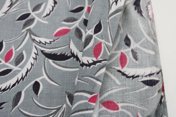 photo of 1930s vintage print cotton fabric, quilting or dress weight art deco floral on grey #3