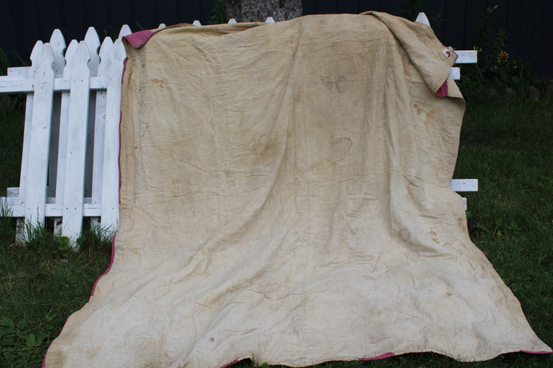 photo of 1930s vintage quilt embroidered cotton flour sacks fabric, shabby antique needs cleaning #12