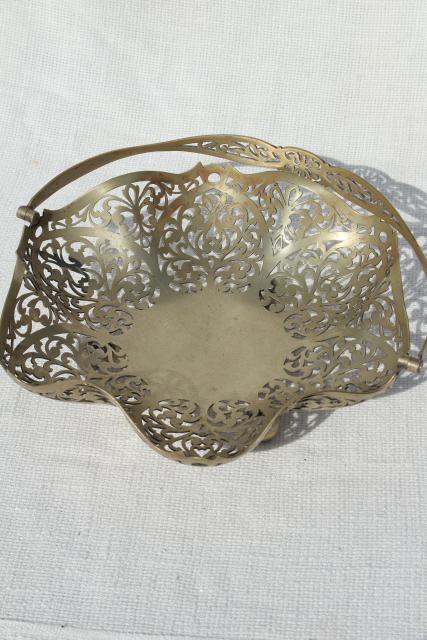 photo of 1930s vintage silver brides basket, pierced silver bowl bonbon dish #2