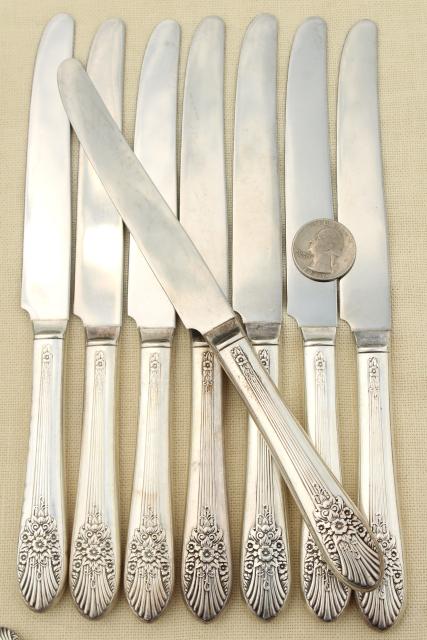 photo of 1930s vintage silver plate flatware, Marigold pattern Wm Rogers silverware #5