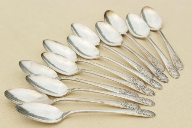 photo of 1930s vintage silver plate flatware, Marigold pattern Wm Rogers silverware #10