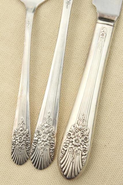 photo of 1930s vintage silver plate flatware, Marigold pattern Wm Rogers silverware #12