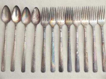 catalog photo of 1930s vintage silver plate flatware  Rogers Capri iced tea spoons & grille forks