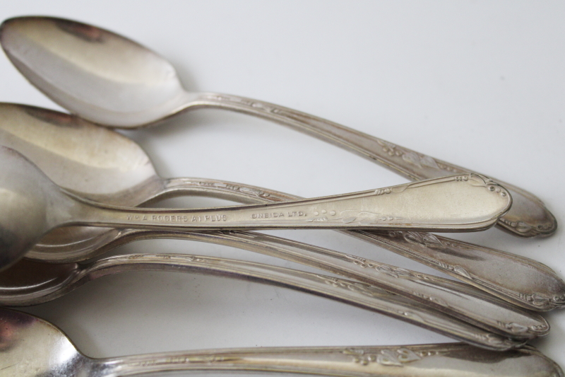 photo of 1930s vintage silver plate tea spoons Meadowbrook Heather, art deco flatware #3