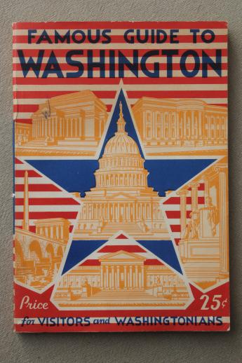 photo of 1930s vintage travel guide book to Washington DC, landmarks, maps & photos 1938 #1