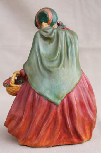 photo of 1930s-40s vintage chalkware lady figurines, kitschy painted plaster figures of beautiful ladies #10