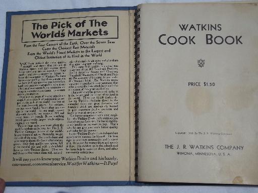 photo of 1938 Watkins Cook Book, depression vintage recipes, old advertising #2