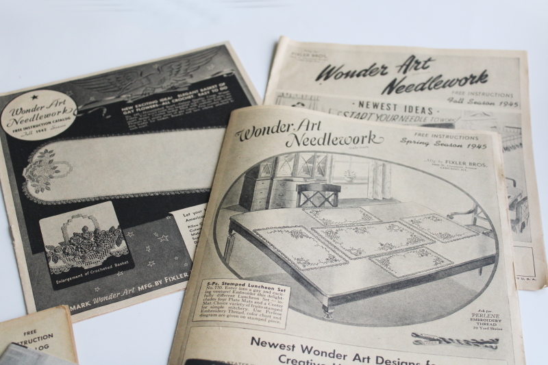 photo of 1940s & 50s vintage catalogs, WonderArt needlework embroidery designs for linens & fancywork  #3