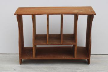 catalog photo of 1940s 1950s vintage wood cubbyholes, small desk stand organizer display shelf letter sorter