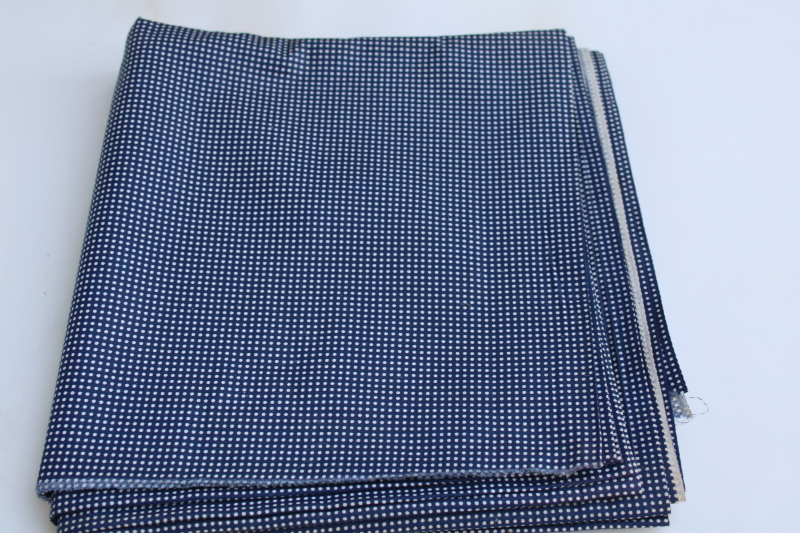 photo of 1940s 50 vintage 36 inches wide cotton fabric, pin dot print white dots on navy blue #1