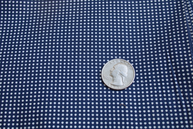 photo of 1940s 50 vintage 36 inches wide cotton fabric, pin dot print white dots on navy blue #2