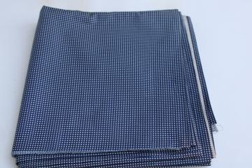 1940s 50 vintage 36 inches wide cotton fabric, pin dot print white dots on navy blue