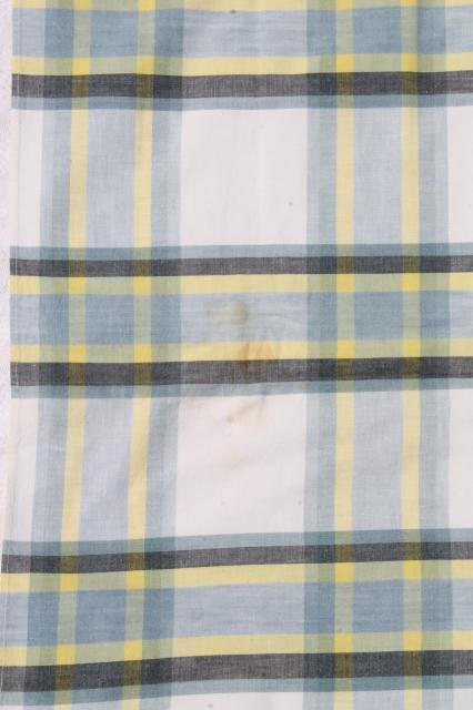 photo of 1940s, 50s, 60s vintage kitchen tablecloths, retro plaids, plaid woven & print fabric #7