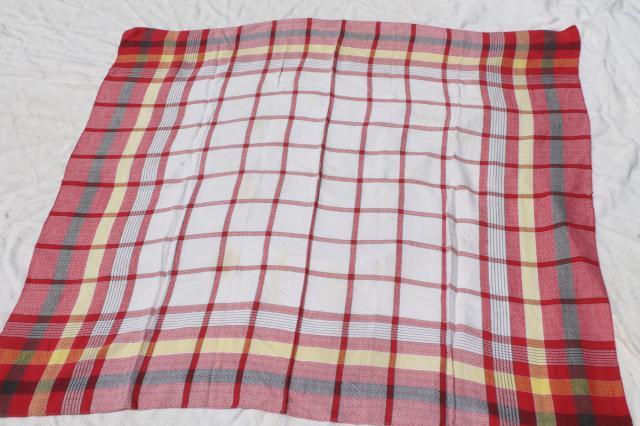 photo of 1940s, 50s, 60s vintage kitchen tablecloths, retro plaids, plaid woven & print fabric #8