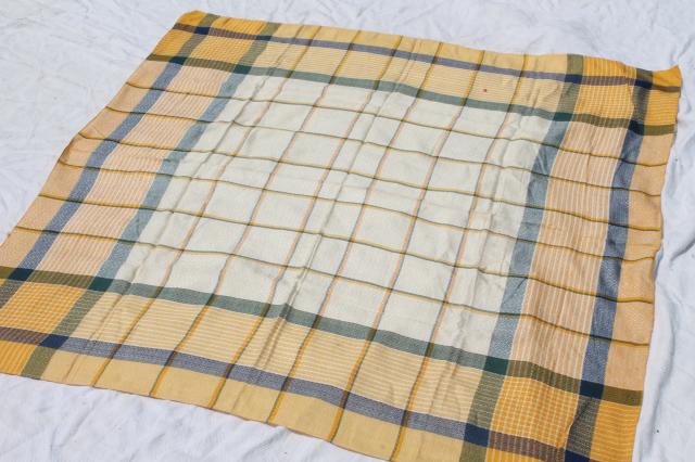 photo of 1940s, 50s, 60s vintage kitchen tablecloths, retro plaids, plaid woven & print fabric #12