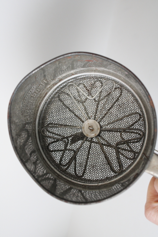 photo of 1940s 50s vintage Androck flour sifter Dutch tulips red flowers pattern #6