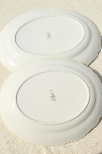 photo of 1940s 50s vintage English Royal Doulton china platters, bowls, tureen Stratford floral on ivory #5