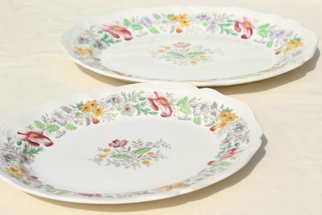 photo of 1940s 50s vintage English Royal Doulton china platters, bowls, tureen Stratford floral on ivory #14