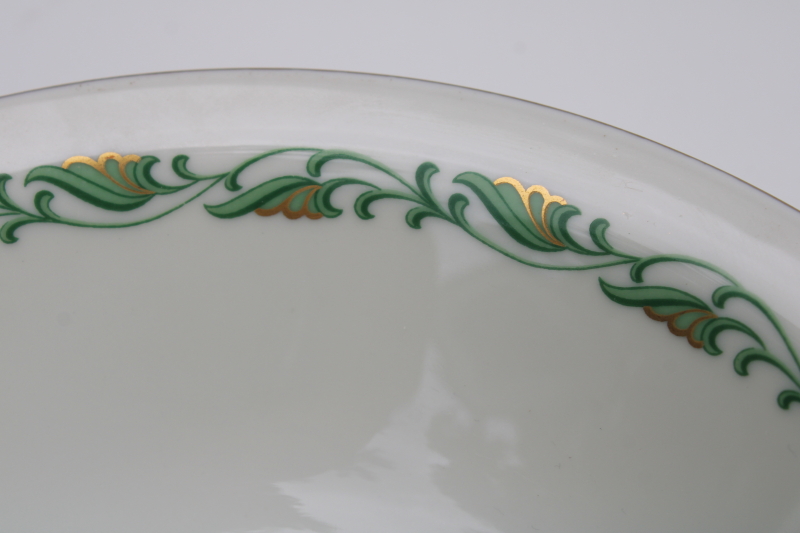 photo of 1940s 50s vintage Germany Baronet Augusta china, large round bowl, swags in holiday green gold #2