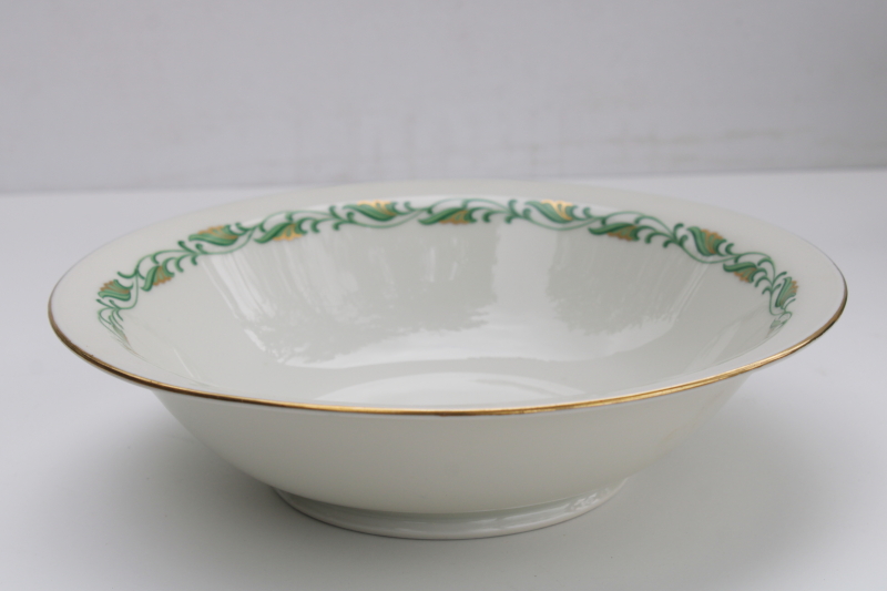 photo of 1940s 50s vintage Germany Baronet Augusta china, large round bowl, swags in holiday green gold #3