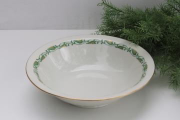 catalog photo of 1940s 50s vintage Germany Baronet Augusta china, large round bowl, swags in holiday green gold