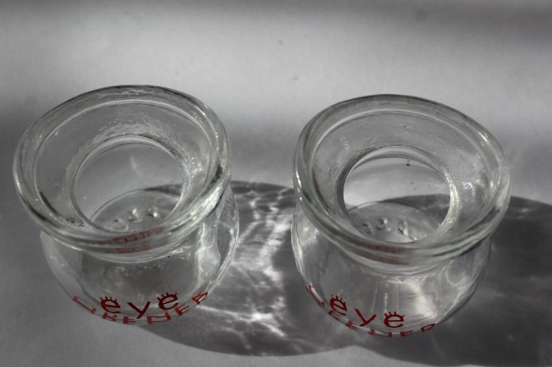 photo of 1940s 50s vintage Glasco eye wash cups, hand painted Eye Opener shot glasses, novelty barware #4