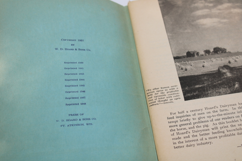 photo of 1940s 50s vintage Hoards Dairyman books farm livestock feeds feeding cattle, swine, poultry #3