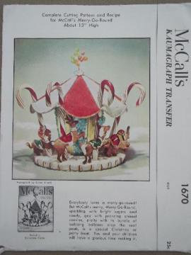 catalog photo of 1940s 50s vintage McCalls craft pattern, carousel party table decoration w/ transfer