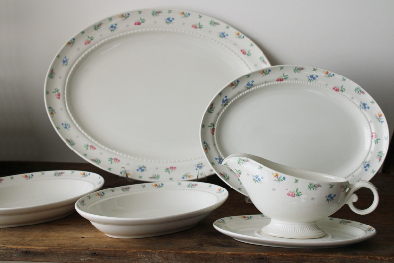 photo of 1940s 50s vintage Monticello Hall China, tiny flowers floral sprig dinnerware, platters & serving bowls  #1