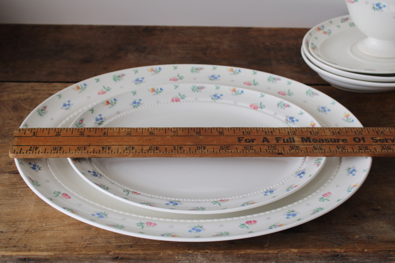 photo of 1940s 50s vintage Monticello Hall China, tiny flowers floral sprig dinnerware, platters & serving bowls  #2